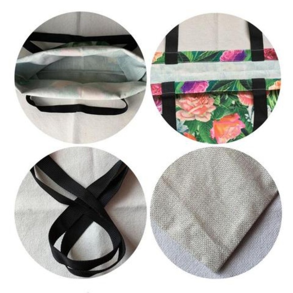 Linen Tote Bag  (Bubble Gum Face Cat) - Picture 3 of 4